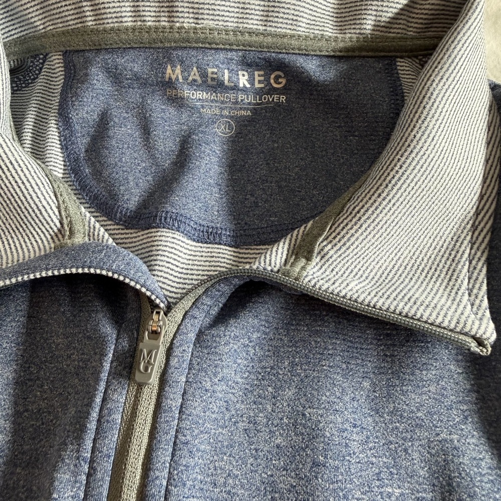 Maelreg men’s Blue Zip-Up Performance Golf Pullover
